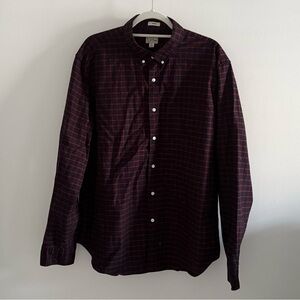 J. Crew Men's Red/Navy Plaid Button Down Oxford Shirt Slim Fit